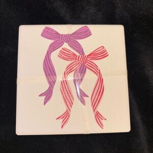 Decorative Bow Coasters - Set of 4 in Pink, Blue, Green & Purple Bows